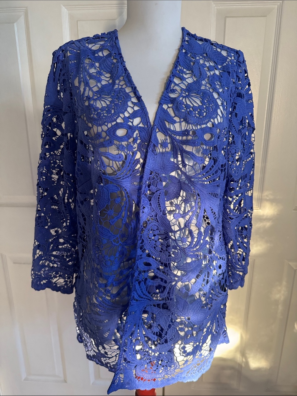 Chico's Cobalt Blue Crochet Lace Open-Front Tunic